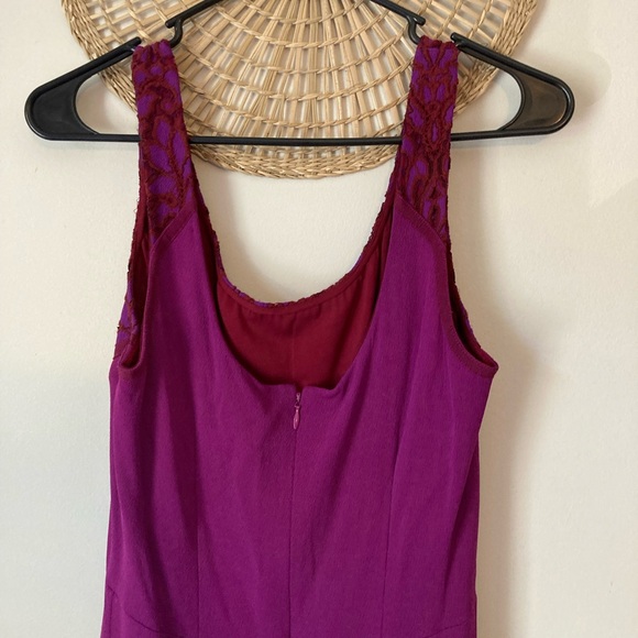 Diane Von Furstenberg Strapless Purple Sheath Dress Dress Red Lace - Picture 8 of 14